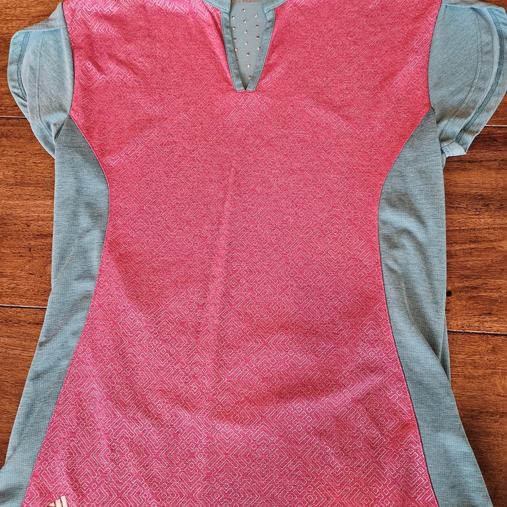 adidas Pink and Blue Short Sleeve Tee